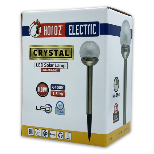 LED светильник садово-парковый на солнечной батарее Horoz CRYSTAL 0,06W 6400K 078-009-0001-010