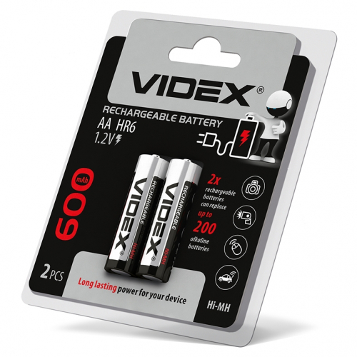 Акумулятор Videx HR6 600mAh 1.2V double blister/ блістер 2шт. HR6/600/2DB