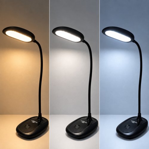 Настільна LED лампа акумуляторна Lebron L-TL-7706WH гнучка 5W 3000-6500K чорний 15-13-51