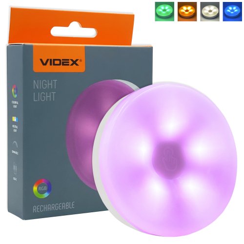 Светодиодный аккумуляторный светильник Videx 750 мАч, 4000 К/RGB, сенсорный, VL-NL064W-G