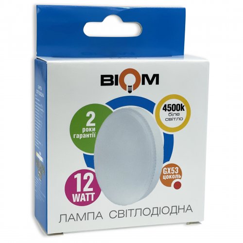 LED лампа Biom 12W GX53 4500K BT-597 24199