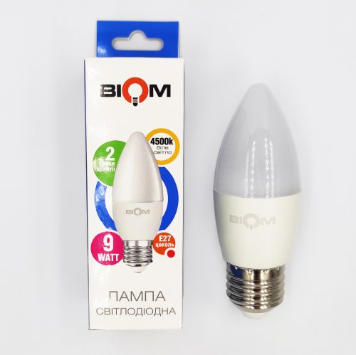 LED лампа Biom свеча 9W E27 4500K BT-588 12230