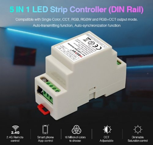 Багатозонний контролер Mi-Light RGBW 5 в 1 Smart LED на DIN рейку LS2-S