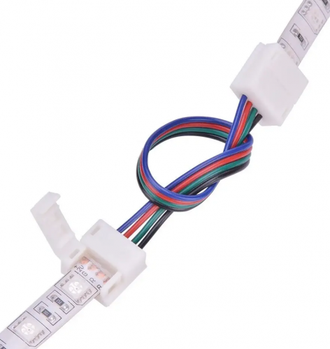 Конектор OEM для LED стрічки RGB 12В, 2 затиску через провід 4pin 10мм 22203