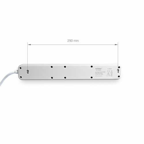 Подовжувач Videx ONCORD на 6 гнізд 16А 3 метра з заземленням і кнопкою білий VF-PD63G-W