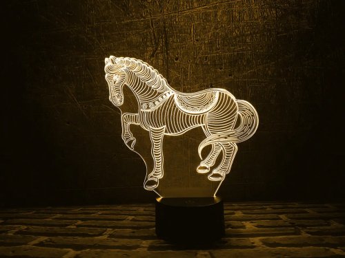 3D світильник "Конячка" з пультом+адаптер+батарейки (3ААА) 02-007