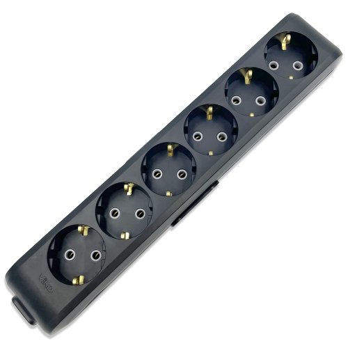 Колодка 6 гнізд із заземленням Viko Multi-let чорна 90134600