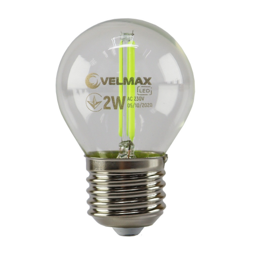 Світлодіодна лампа Velmax V-FILAMENT-G45 2W E27 зелена 21-41-33