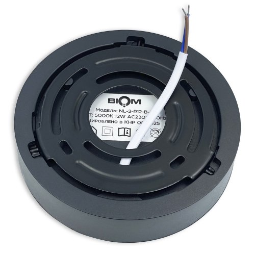 LED світильник накладний Biom 12W 5000К IP40 круглий чорний NL-2-R12-B-5 25795