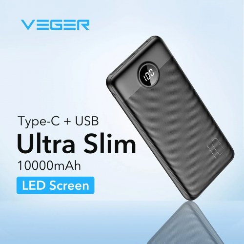 Портативний зарядний пристрій (повербанк) Veger 10000mAh W1105PD