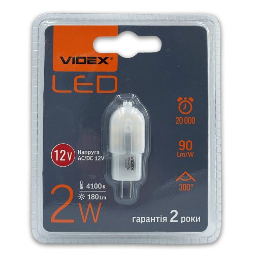 Світлодіодна LED лампа Videx G4e 2W G4 4100K 12V VL-G4e-02124