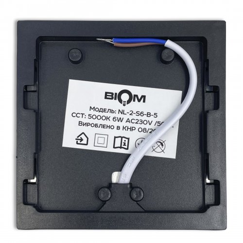 LED светильник накладной Biom 6W 5000К IP40 квадрат черный NL-2-S6-B-5 25798
