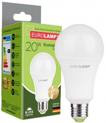 Світлодіодна лампа Eurolamp EKO серія "P" A75 20W E27 4000K (LED-A75-20274 (P))