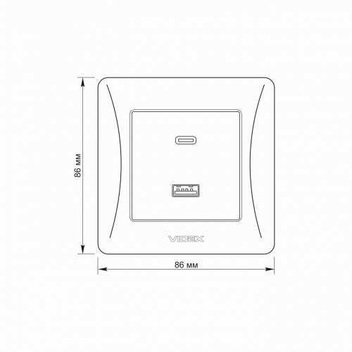 Розетка Videx Binera USB-A + USB-C PD20W двойная кремовая VF-BNCHRUC20-CR