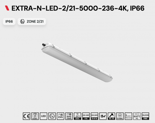 Светильник взрывозащищенный Vyrtych зона 2.21 EXTRA-N-LED-2/21-5000-236-4K 29W 4000K IP66 (60219) 086304