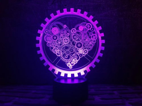 3D светильник "Механическое сердце" с пультом+адаптер+батарейки (3ААА) 3DTL-0006