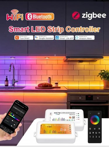 Контроллер универсальный Prolum RGB SPI 5in1 X7 ZigBee 12А 12-24V HomeLink 404039