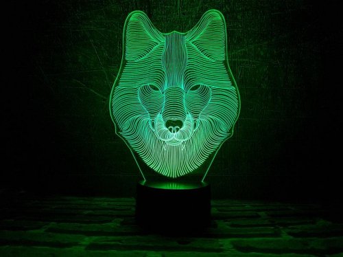 3D светильник "Волк" с пультом+адаптер+батарейки (3ААА) 02-040