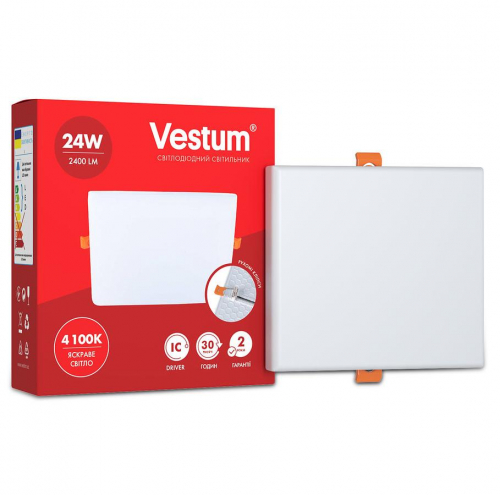 LED світильник Vestum квадрат "без рамки" 24W 4100К 1-VS-5607