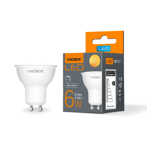 Світлодіодна LED лампа Videx MR16е 6W GU10 4100K дімерна VL-MR16еD-06104