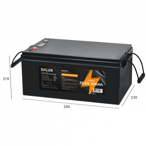 Акумулятор Delux LiFePO4 літій залізо фосфатний 25.6В 200 Аг 90023750
