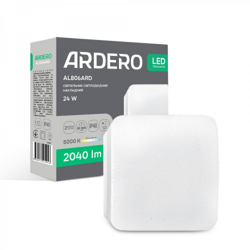 LED светильник Ardero AL806ARD 24W 5000K накладной квадрат (80299) 8173