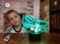 3D світильник "Автомобіль 36" з пультом+адаптер+батарейки (3ААА) 08-062
