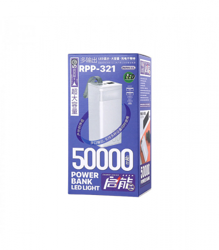 Портативний зарядний пристрій (УМБ повербанк) Remax Chinen Series 20Вт+22.5Вт PD+QC 50000MAH WHITE RPP-321 W