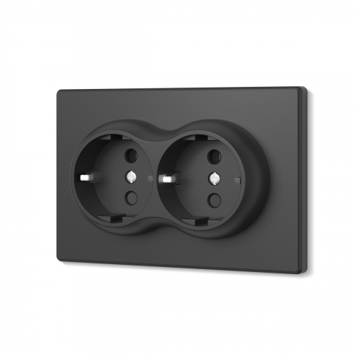 Розетка Videx Nota двойная с заземлением черная VF-NT-SK2G-BL