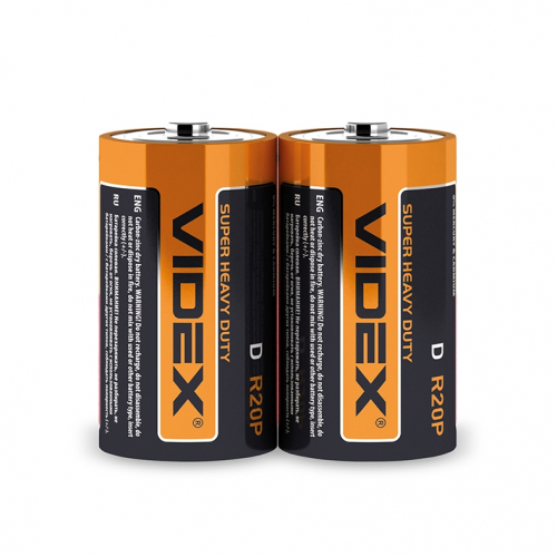 Батарейки сольові Videx R20P/D  SHRINK блістер 2шт. R2OP/D 2pcs S