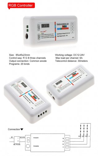 Контролер з пультом LT RF RGB 18A 216W 18А-2.4G-Touch 12-24V білий C-RGB-2.4G 71031