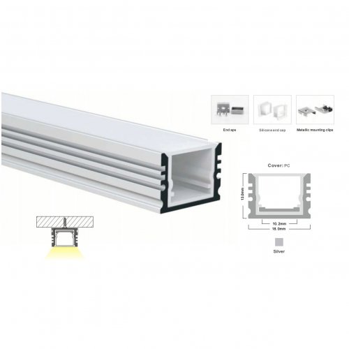 Комплект LEDBOX S профіль накладний алюмінієвий анод LP-SL148 + розсіювач матовий 18740