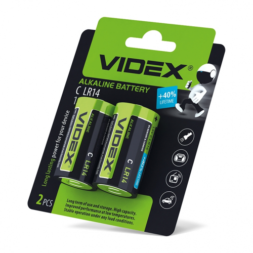 Батарейки лужні Videx LR14/С 2pcs упак BLISTER CARD блістер 2шт. LR14/C 2pcs BC