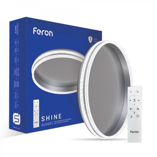 LED світильник Feron AL6600 SHINE 70W 4500Lm 3000-6500К з пультом срібло (40281) 7675