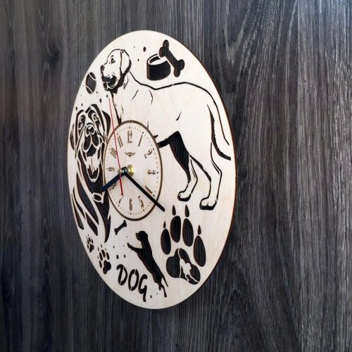 Оригинальные часы настенные из дерева 7Arts Собака - друг человека CL-0217