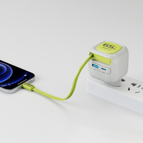 Мережевий зарядний пристрій HAVIT UC253 GaN 65W USB-A+USB-C з кабелем USB-C HV-UC253-GYGN