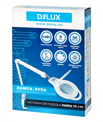 Настільний LED світильник з лінзою Delux TF-170 5D 10W 3000K/4000K/6500K 90017597
