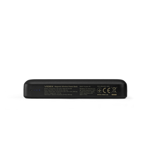 Портативное зарядное устройство (повербанк) Videx 10000mAh PD20W с беспроводной зарядкой Black VPB-331-B