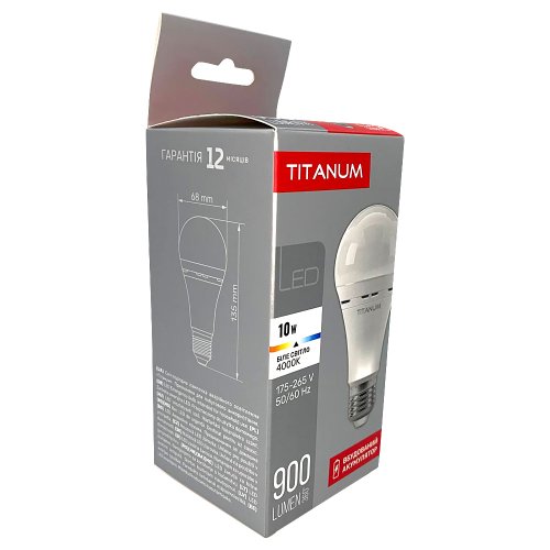 LED лампа аккумуляторная Titanum A68 10W E27 4000K TL-EMA68-10274