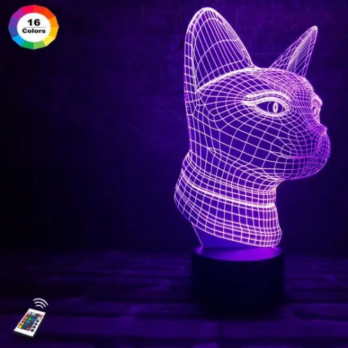3D светильник "Кошечка" с пультом+адаптер+батарейки (3ААА) 02-011