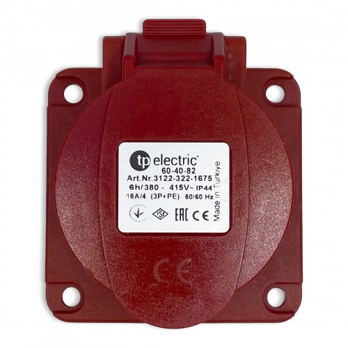 Розетка силова промислова TP Electric 4x16A 3P+PE із заземленням 75x75мм пряма 60-40-82