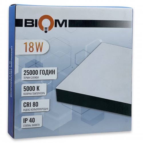 LED світильник накладний Biom 18W 5000К IP40 квадрат чорний NL-2-S18-B-5 25800