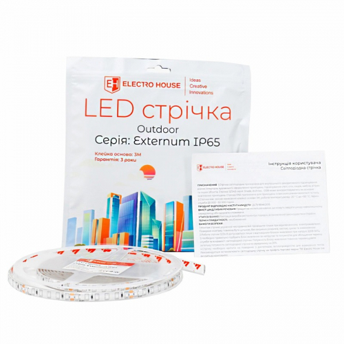 LED стрічка ElectroHouse Externum IP65 180шт/м 14W/м 12V блакитний EH-STR21IPIB