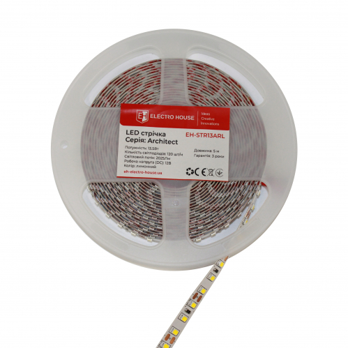 LED лента ElectroHouse Architect 120шт/м 13.5W/м IP20 12V лимонный EH-STR13ARL