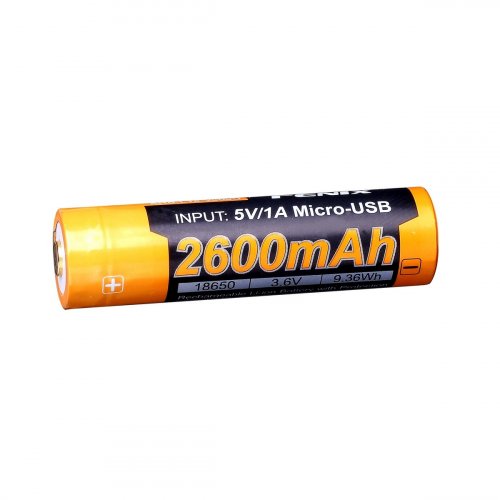 Аккумулятор 18650 Fenix ​​2600 mAh micro usb зарядка ARB-L18-2600U