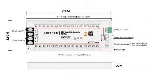 Контроллер Prolum TUYA для подсветки ступеней + SPI поручни 30A 5-24V ZigBee MS032Z 404036