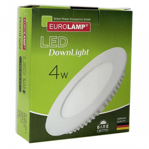 LED cветильник встраиваемый Eurolamp 4W 4000K круг LED-DLR-4/4