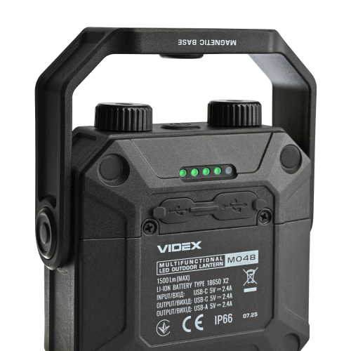 Портативный светодиодный аккумуляторный LED фонарик Videx 1500Lm 5000K IP68 VLF-M048