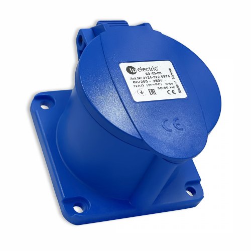 Розетка силова промислова TP Electric 3x32A 2P+PE із заземленням 75x75мм пряма 60-40-88
