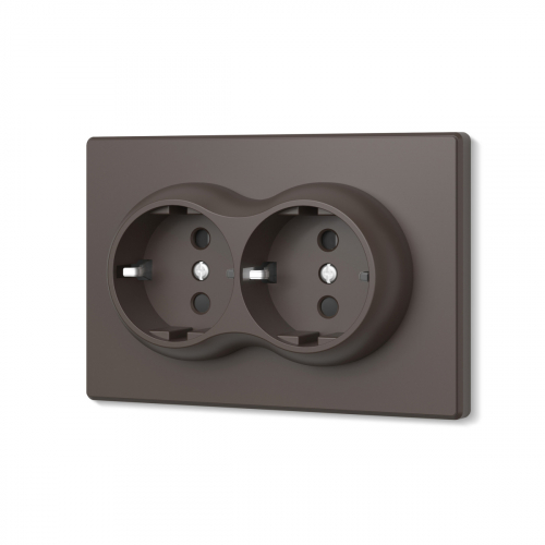 Розетка Videx Nota двойная с заземлением мокко VF-NT-SK2G-BR
